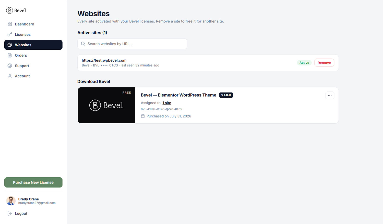 Bevel Active Websites