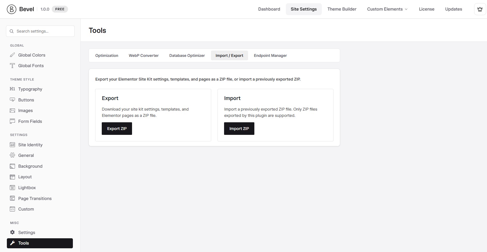 Bevel Import Export Tool